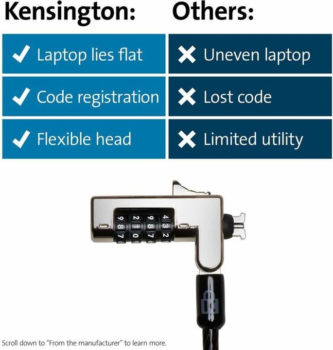 Image du produit Kensington Serrure à combinaison Slim pour slot de sécurité standard