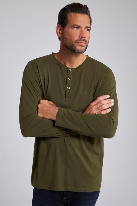 Produktbild JP1880 Henley, Basic, Shirt, Langarm, Knopfleiste, bis 8XL (3XL)