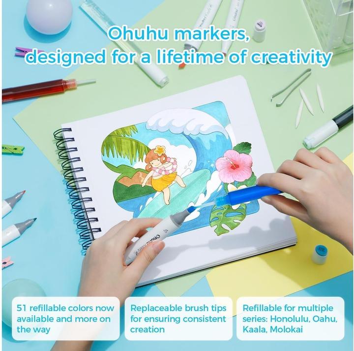Image du produit Ohuhu Marqueurs d'art Oahu (Multicolore, 80 x)