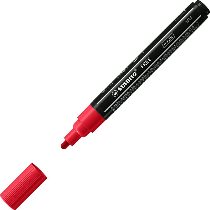 Actual product image STABILO Acrylic marker - FREE Acrylic - T300 bullet tip 2-3mm - single pen - carmine (Crimson, 3 mm, 1 x)