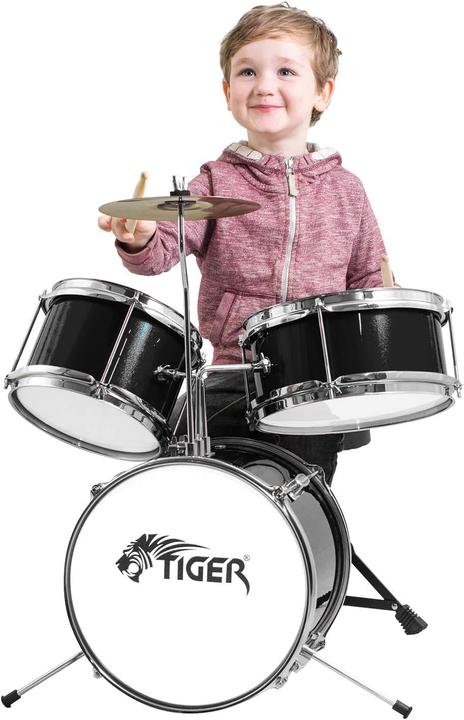Produktbild Tiger Junior Drumkit für Anfänger, 3-teilig mit Snare, Tom, Basstrommel, Becken und Zubehör (Acoustic-Drum)