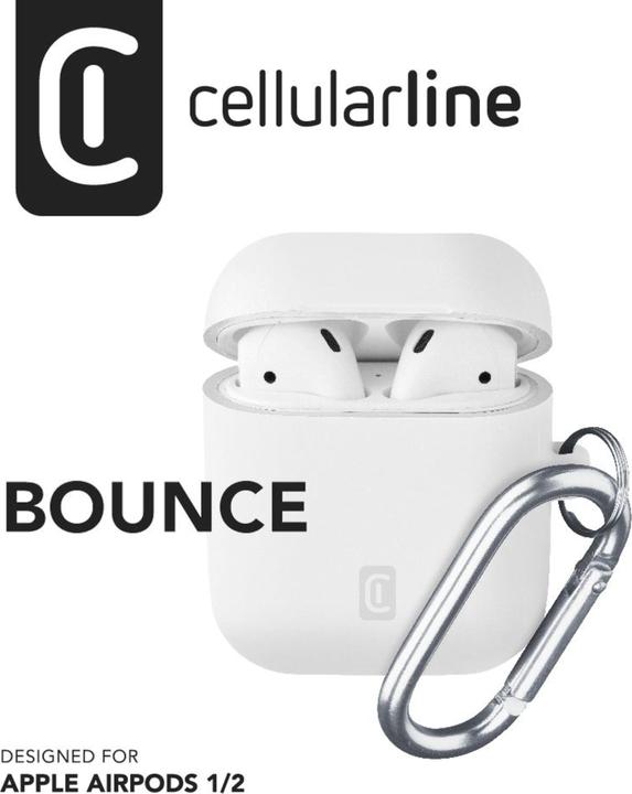 Productafbeelding Cellularline Bounce Case voor AirPods 2 Beschermhoes Karabijnhaak Wit (Koptelefoon tas)
