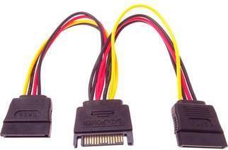 Produktbild PremiumCord SATA-Stromkabel (Y) zur Festplatte (2xF/1xM, 16cm, Gabel) (16 cm, SATA)