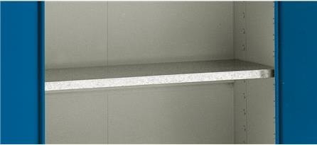Produktbild Blika galvaniseret hylde for MS-1, MS-0.5 og olieskab. Baereevne 60 kg. Udv. mål H:28 B:996 D:382 mm.