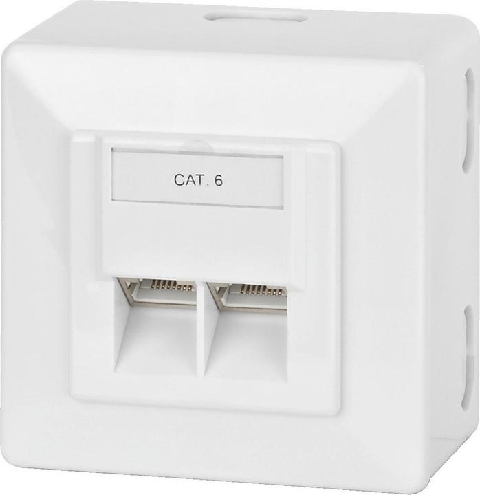 Productafbeelding Goobay CAT 6 universele contactdoos incl. opbouwframe 2x RJ45 netwerkcontactdoos afgeschermd