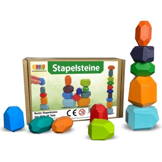 Kögler Stapelsteine aus Holz, Bausteine, bunt, 10-teilig