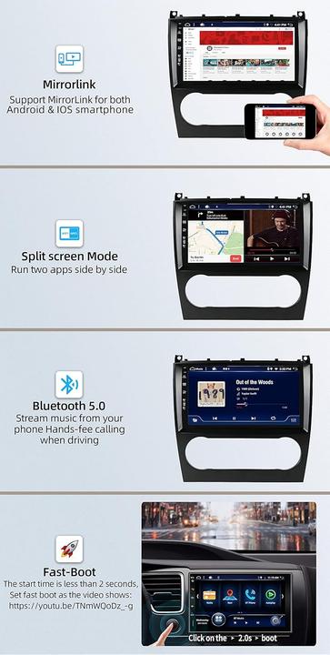 Produktbild Generic Autoradio Android 13, 9 Zoll für Mercedes-Benz C-Class (Android Auto, Apple Carplay, MirrorLink)