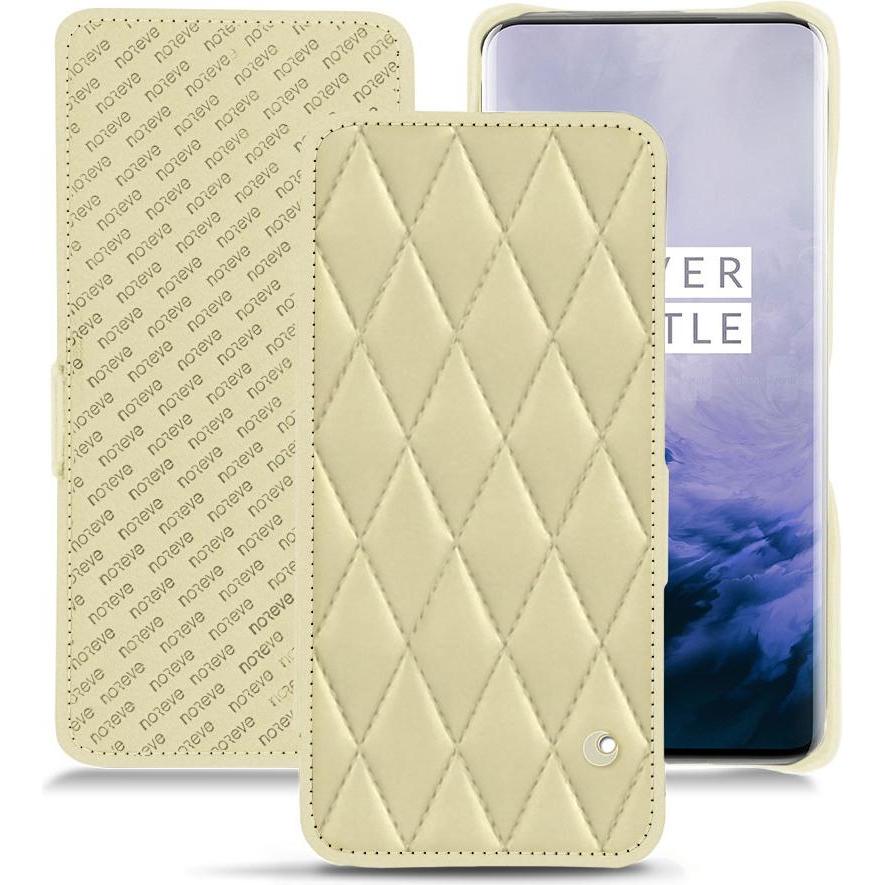 Noreve Lederschutzhülle horizontal (OnePlus 7 Pro), Smartphone Hülle, Beige