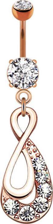 Immagine prodotto Star Piercing Banana in oro rosa con due sfere di cristallo in argento, ciondolo a goccia infinita (Ottone, Acciaio chirurgico 316L)