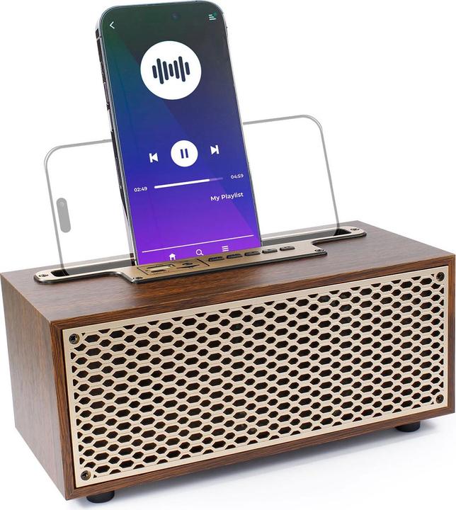 Actual product image Eaxus Bluetooth radio vintage wood (FM, Bluetooth)