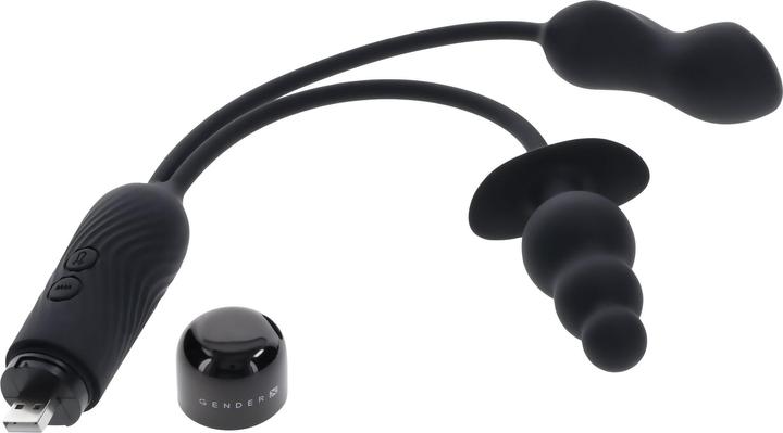 Actual product image Gender X Double My Pleasure Vibrator Black 37.5 cm