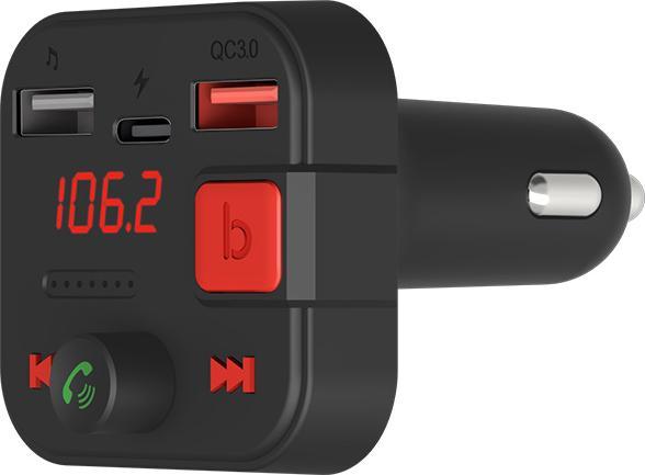 Actual product image Savio FM Transmitter Bluetooth 5.3 QC 3.0 Charger LED Display Bass Boost TR-15 schw