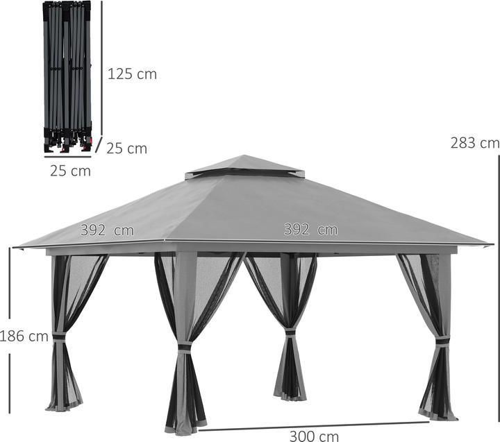 Immagine prodotto Outsunny Padiglione pieghevole (392 cm, 392 cm)