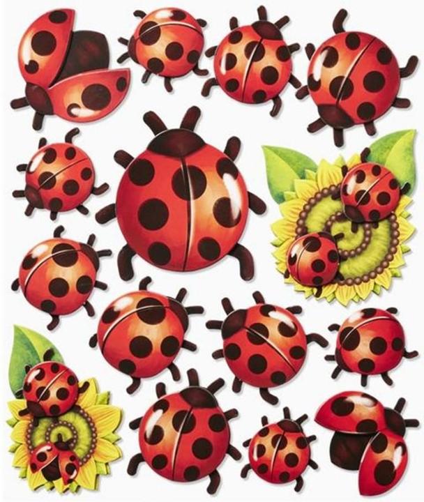 Actual product image Hobby Fun 3D sticker ladybug 1 sheet (15 Sticker)