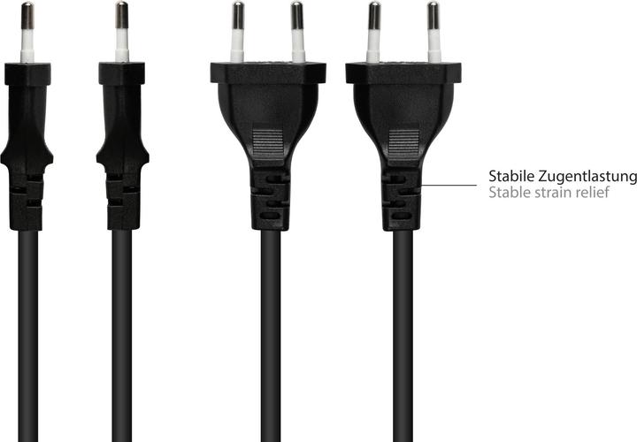 Produktbild Good Connections Euro-Verlängerung Euro-Stecker Typ C (gerade) an Euro-Buchse (gerade), schwarz, 0,75 mmÂ², 1 m, Good (1 m)