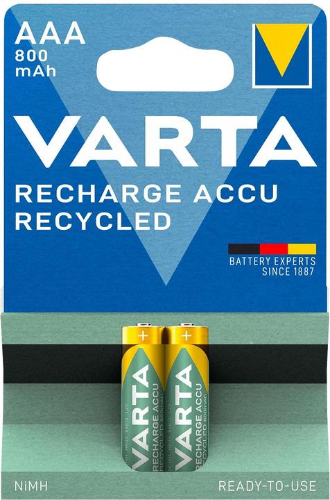 Productafbeelding Varta Recharge Accu Recycled (2 Pcs., AAA, 800 mAh)