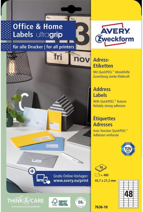 Avery Notice labels set Ø 45.7 x 21.2 mm, 10 sheets