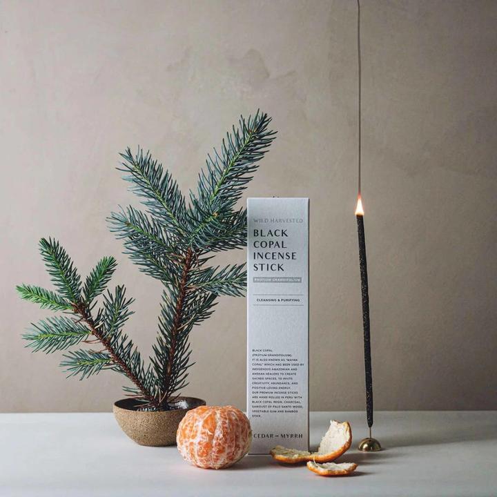 Actual product image Cedar and Myrrh Incense sticks hand-rolled Black Copal