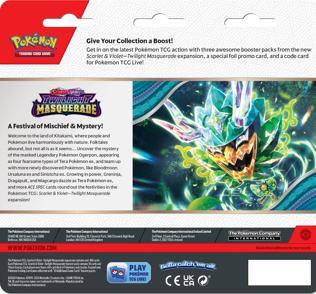 Image du produit Pokémon TCG - Scarlet & Violet - Twilight Masquerade 3 Booster Blister Pack Revavroom & Snorlax (1 R (Anglais, Pack de boosters)