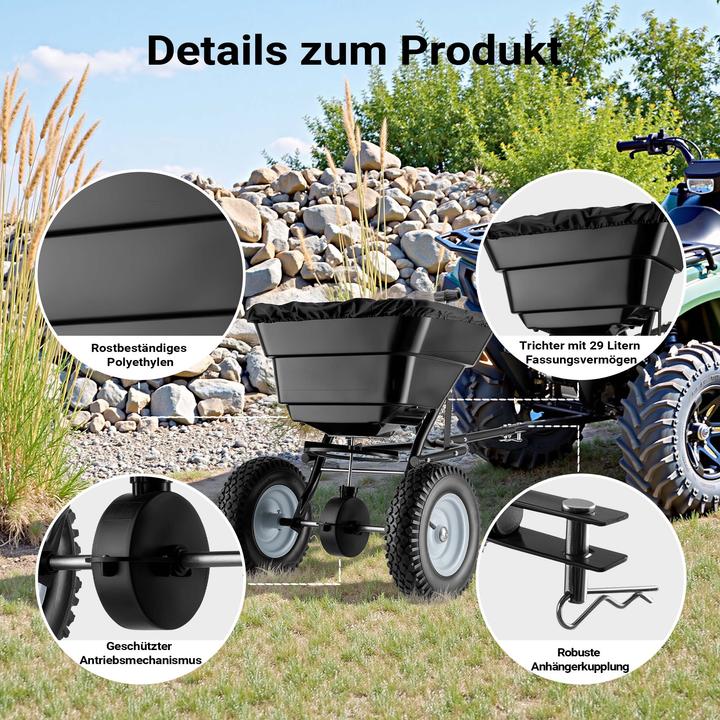 Immagine prodotto Wiltec Spandiconcime GT1507 con capacità di 29 litri e gancio per fertilizzanti, sementi, sale stradale e