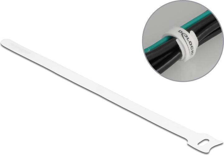 Actual product image Delock Velcro cable tie L 250 x W 12 mm white 10 pieces (Velcro cable ties, 250 mm, 10 pcs.)