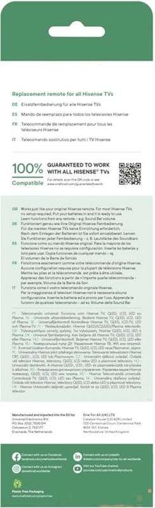 Produktbild One for All Hisense 2.0 Ersatzfernbedienung URC 4916 (Gerätespezifische Fernbedienung, Infrarot)