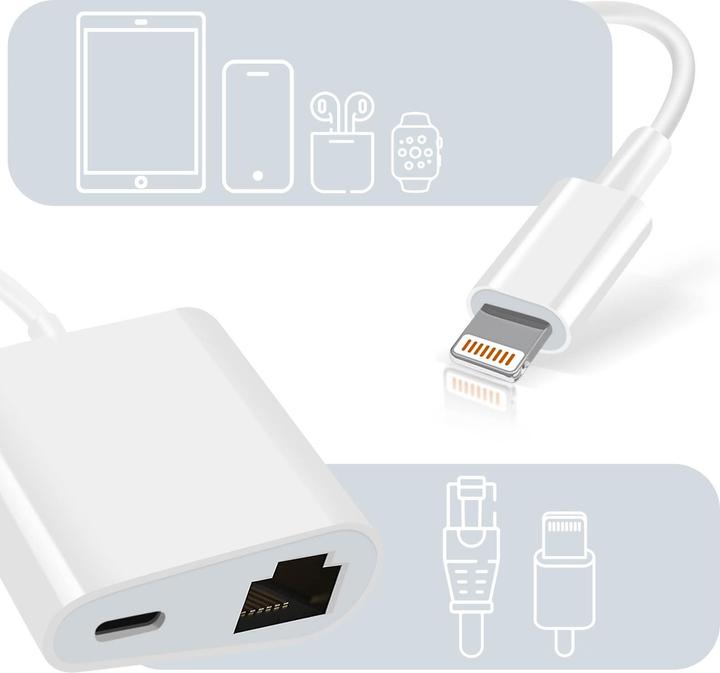 Image du produit Avizar ADA-1035-IP5, Adaptateur Lightning > RJ45 + Lightning (Lightning, RJ45)