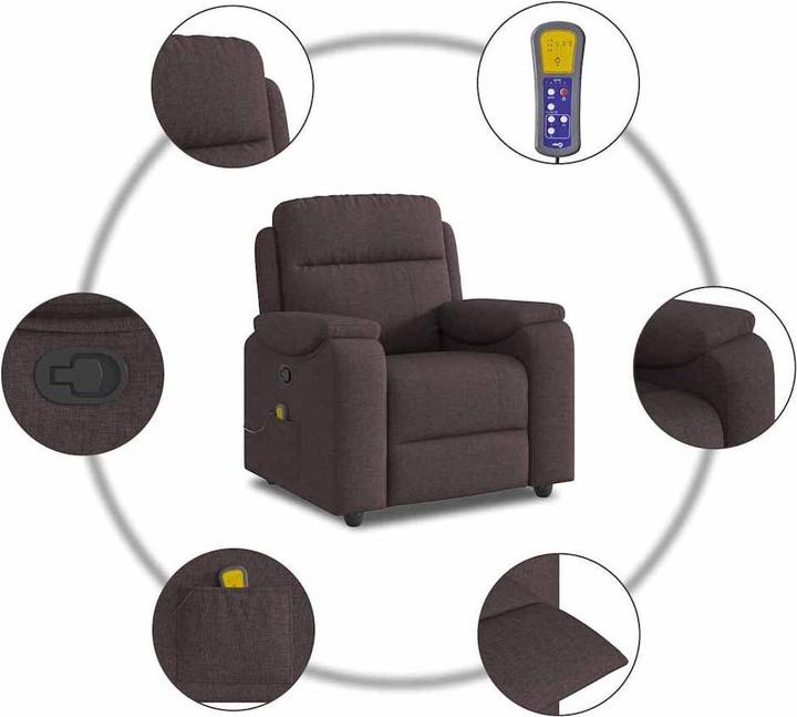 Produktbild VidaXL Massagesessel Dunkelbraun Stoff Massage TV-Sessel