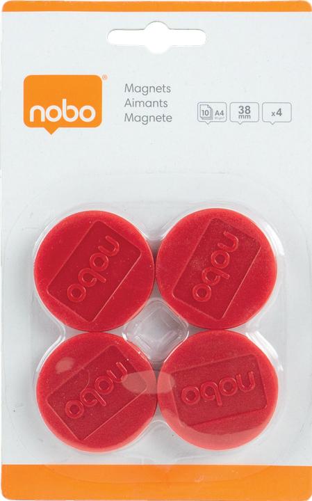 Actual product image Nobo Holding magnet Ø 3.8 cm 4 pieces, Red (4 x)