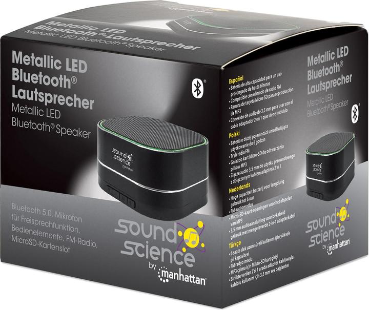 Actual product image Manhattan Sound Science Metallic LED Bluetooth® Speaker (6 h, Battery operated)