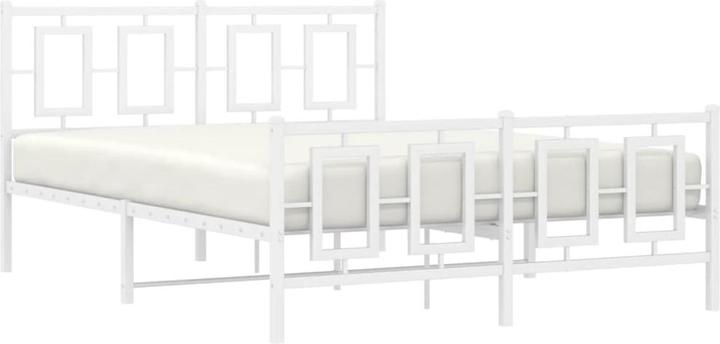 Actual product image vidaXL Bettgestell Kopfteil Fussteil Bett Metallbett Doppelbett Weiss 140x200cm (140 x 200 cm)