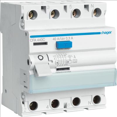 Hager Ground fault circuit interrupter 3P+N40A/300mA