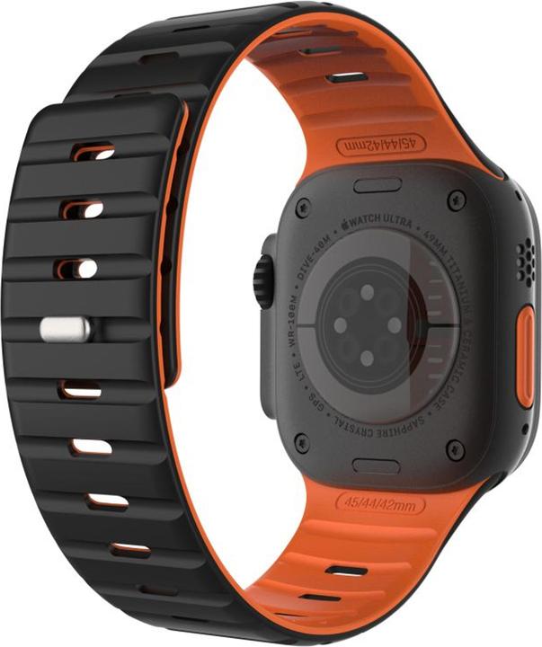 Fixed Magnetischer Silikonuhr Block Apfelwache 42/44/45/46/49 mm, schwarz (Acciaio inossidabile, Silicone)