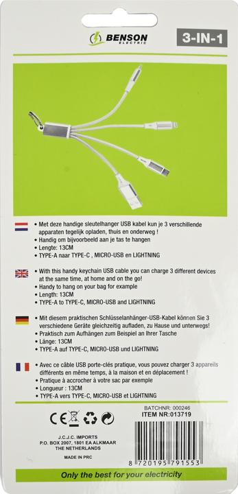 Image du produit Benson Electric Câble de recharge multi-USB (0.13 m)