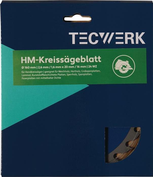 Productafbeelding Tecwerk Handkreissägeblatt Aussen-Ø 190 mm Zähnezahl 16 WZ Bohrung 30 mm Schnittbreite 2,0 mm