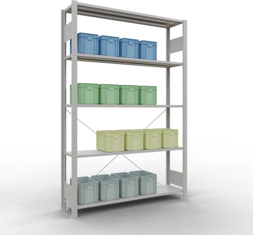 Produktbild Schulte Lagertechnik Stecksystem Grundregal MULTIplus150 mit Kreuzstrebe