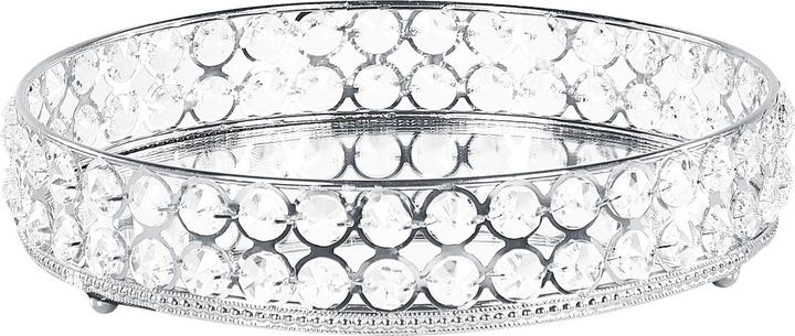 Produktbild Beliani Dekotablett Glas / Eisen Spiegeleffekt ø 25 cm silber VATAN (25 x 25 x 6 cm)