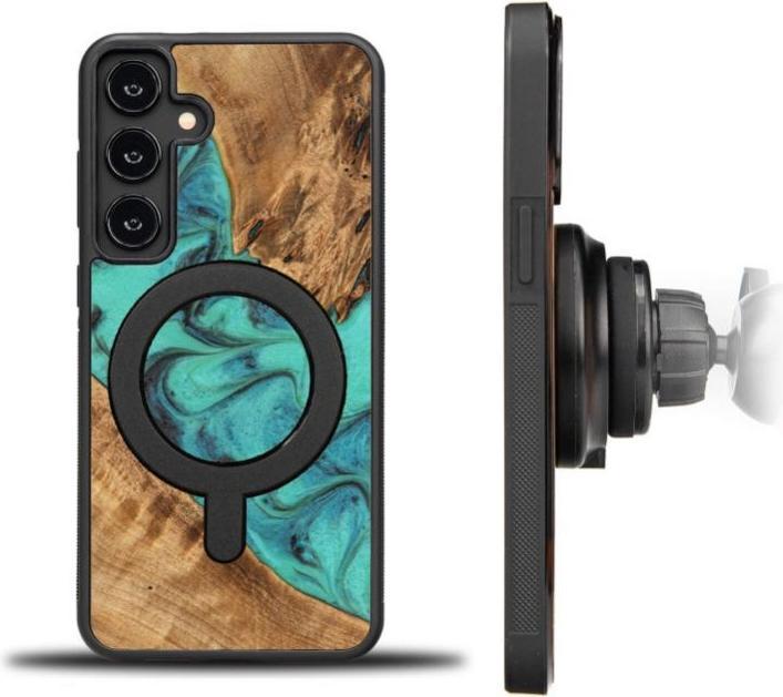 Actual product image Bewood Unique MagSafe Turquoise case made of wood and resin turquoise and (Samsung Galaxy S24+)