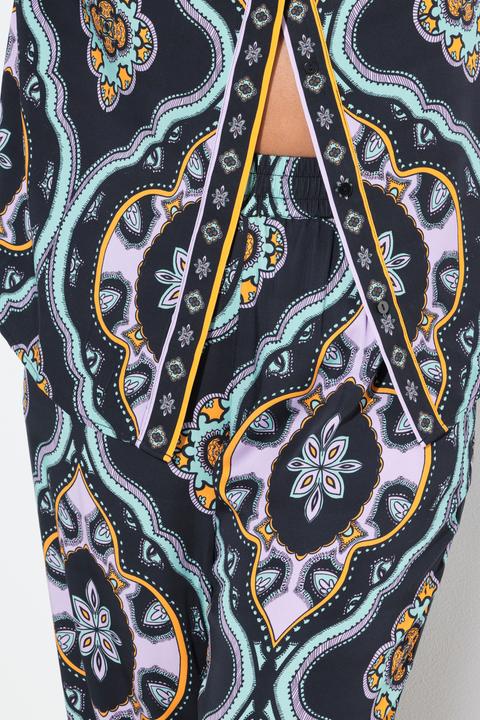 Actual product image Ulla Popken Ornamental Ogee Print Elastic Waist Pants (46, 48)
