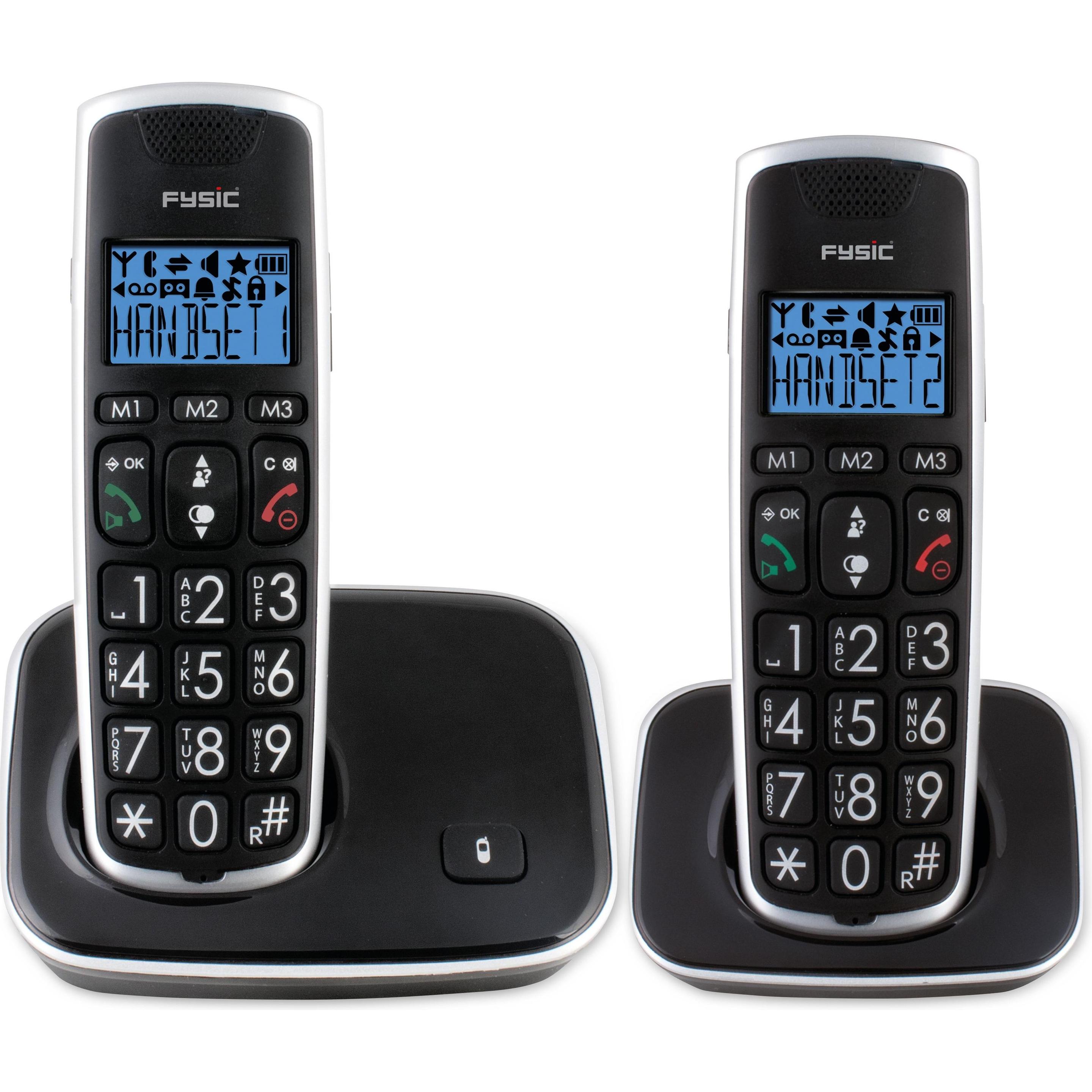 Fysic FX-6020 - Telefono Dect Big Button - 2 Telefoni - Zwart, Telefono, Nero