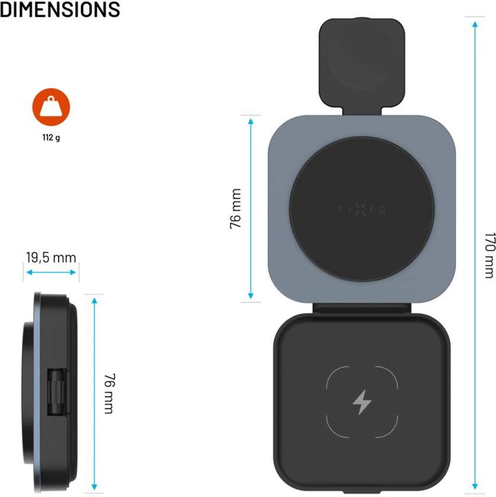 Actual product image Fixed MagFlex Alu 3-in-1 Foldable Wireless Charger (15 W)