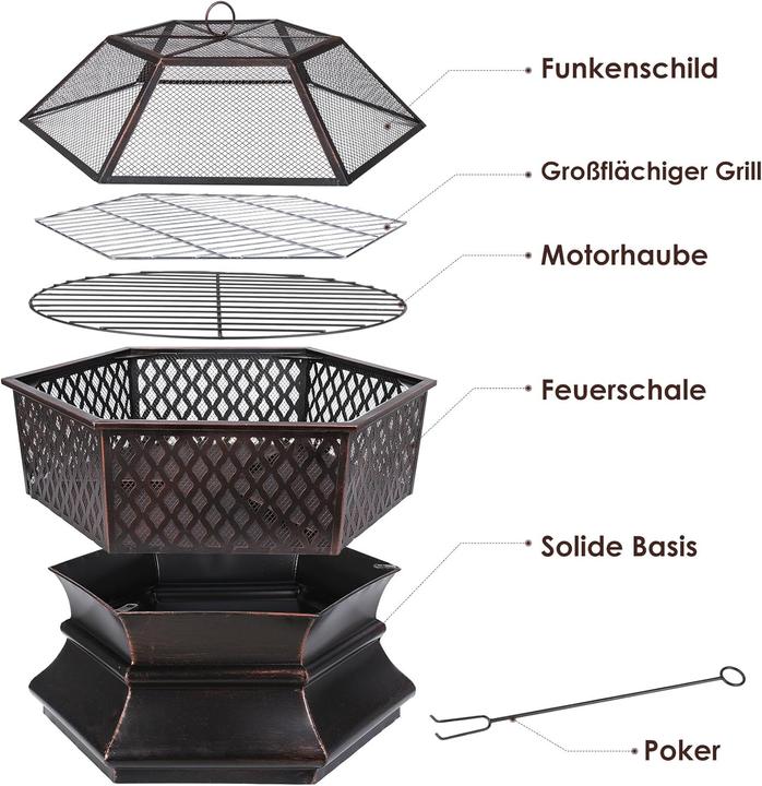Produktbild Tlsunny Feuerschale mit Grillrost (66 cm)