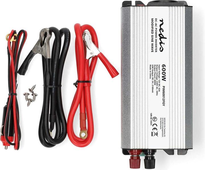 Immagine prodotto Nedis Inverter di potenza a onde sinusoidali modificate - Tensione di ingresso: 12 V DC - Connessione di