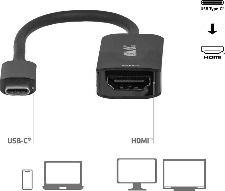 Actual product image Club 3D Club3D Adapter USB Typ C > HDMI 2.1 8K HDR10 DP1.4 St/Bu retail (HDMI, 2.20 cm)