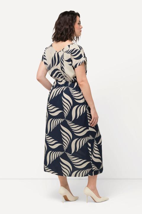 Image du produit Ulla Popken Robe maxi à décolleté en V et sans manches, imprimé graphique (50, 52)