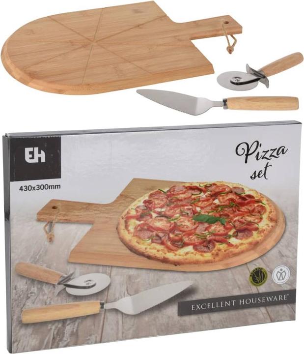 Produktbild Natura Punto Pizza-Set aus Bambus mit Brett, Schneider und Heber