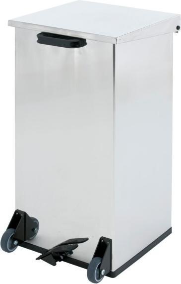 Produktbild ReinigungsBerater Müllcontainer mobiler Treteimer Carro-Kick 110 L edelstahl feuerfester Treteimer mit Rädern (110 l)