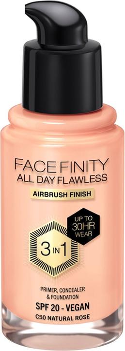 Actual product image Max Factor FACEFINITY All Day Flawless 3in1 Foundation No. C50 30ml (C50 Natural Rose)