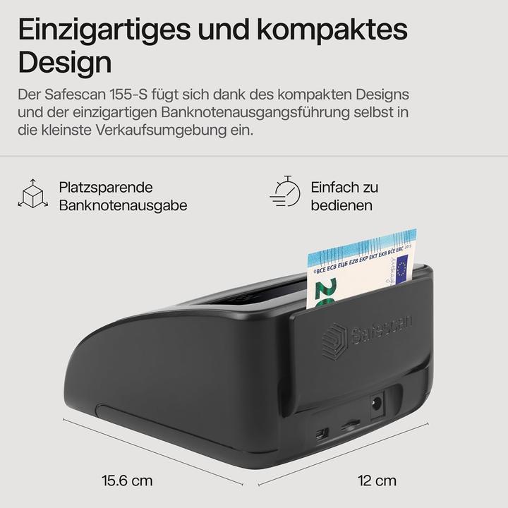 Produktbild Safescan 155-S Komplett SET Geldprüfgerät Batterie & Stapler (Geldscheinprüfer)