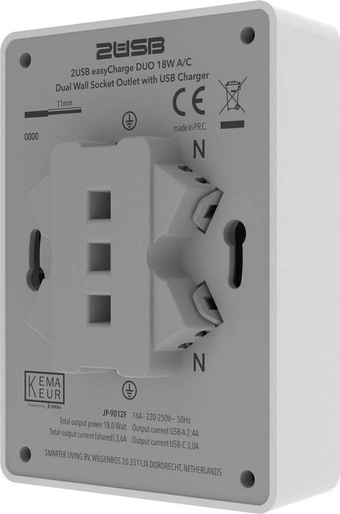 Immagine prodotto 2USB 2U-449221 Presa ad incasso con USB-C®, con uscita di ricarica USB Bianco (lucido)